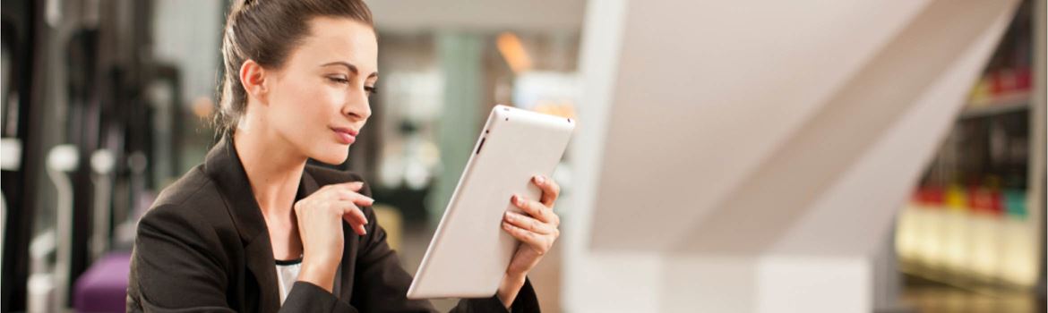 woman on a tablet device