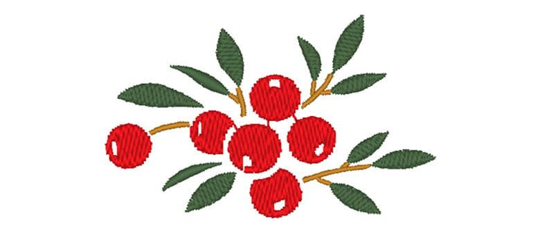 Berry on leaves embroidery design