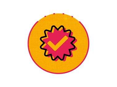 pink and orange tick icon