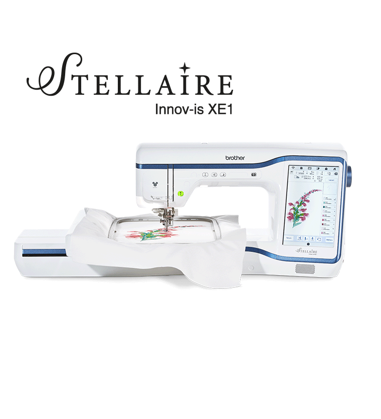 Brother Stellaire Innov-is XE1 embroidery machine with flower design