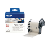 "The Brother DK-22113 Black on Clear Continuous Film Label Roll – 62mm: - Tape is 15.24m long"