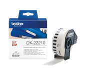 The Brother DK-22210 Black on White Continuous Paper Label Roll – 29mm - Tape is 30.48m long, 29mm wide