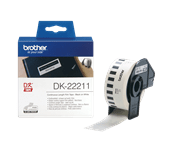 The Brother DK-22211 Black on White Continuous Film Label Roll – 29mm. Tape is 15.24m long