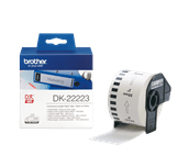 The Brother DK-22223 Black on White Continuous Paper Label Roll – 50mm. Tape is 30.48m long, 50mm wide.