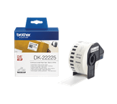 "The Brother DK-22225 Black on White Continuous Paper Label Roll – 38mm - Tape is 30.48m long, 38mm wide"