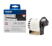 The Brother DK-22251 Black and Red on White Continuous Paper Label Roll – 62mm - Tape is 15.24m long