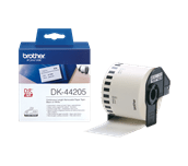 The Brother DK-44205 Black on White Continuous Paper Label Tape with Removable Adhesive – 62mm - Tape is 30.48m long