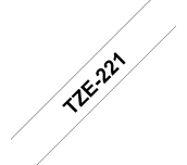 Brother TZe-221 Black on White Labelling Tape Cassette – 9mm wide.  Tape is 8m long.  Compatible with P-touch label printers that show the TZ or TZe logo on the tape cassette cover.
