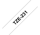 Brother TZe-231 Black on White Labelling Tape.12mm wide. Tape is 8m long. Compatible with P-touch label printers that show the TZ or TZe logo on the tape cassette cover.