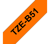 Brother TZe-B51 Fluorescent Black on Fluorescent Orange Labelling Tape – 24mm wide