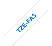 Brother TZe-FA3 Blue on White Iron-On Fabric Tape – 12mm wide
