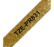 Brother TZe-PR831 Black on Premium Gold Labelling tape. 12mm wide, the tape is 4m long. Compatible with label printers that show the TZ or TZe logo.