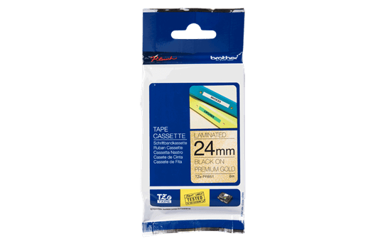 Genuine Brother TZe-PR851 Labelling Tape Cassette – Black On Premium Gold, 24mm wide 2