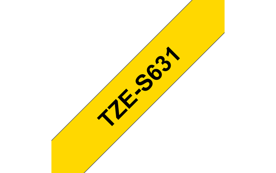 Genuine Brother TZe-S631 Labelling Tape Cassette – Black on Yellow Strong Adhesive, 12mm wide 3